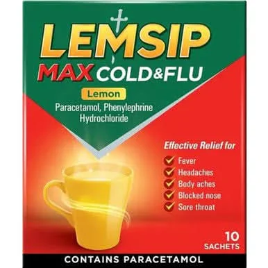 Lemsip Max Strength Lemon Sachets (10 sachets)