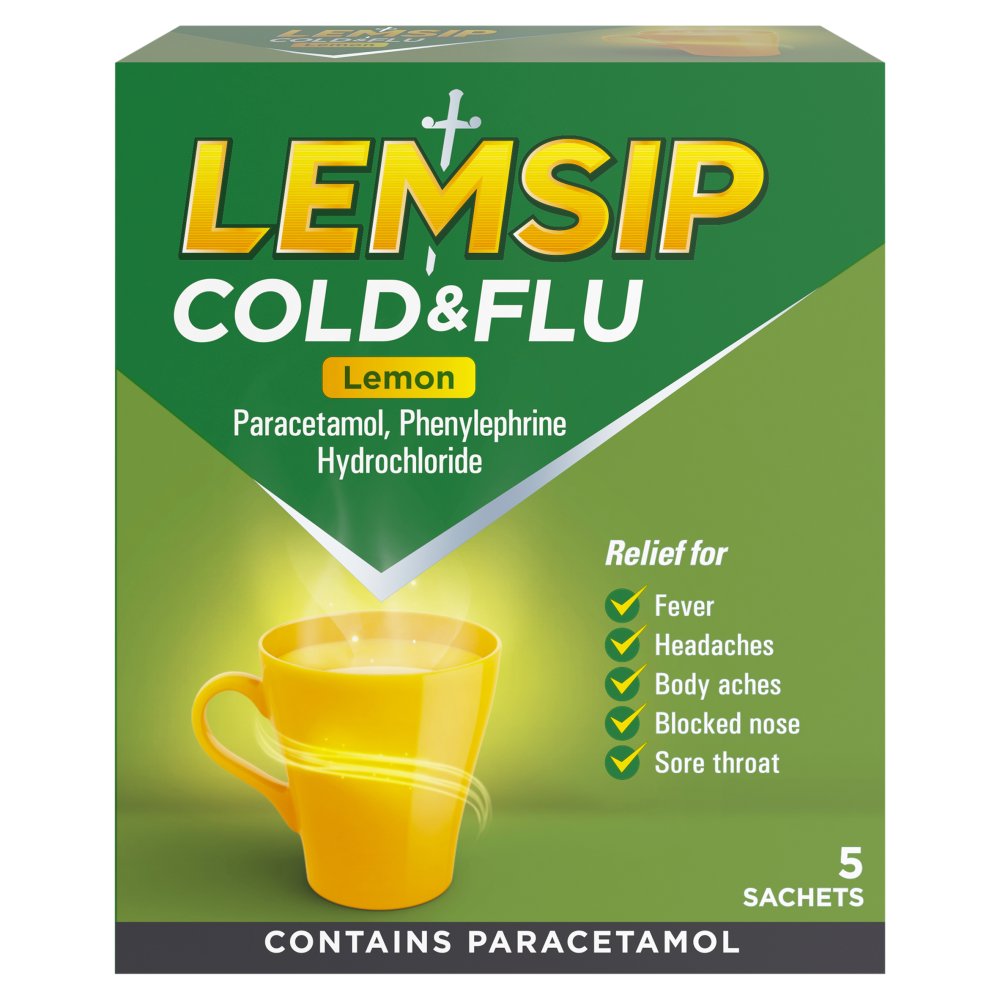 Lemsip Cold & Flu Lemon Sachets (5 sachets)