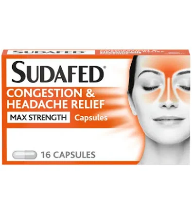 Sudafed Congestion & Headache Max Strength Capsules (16 capsules)