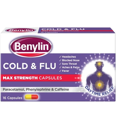 Benylin Cold & Flu Max Strength Capsules (16 capsules)